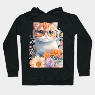 Cute Cat Wearing Glasses Hoodie